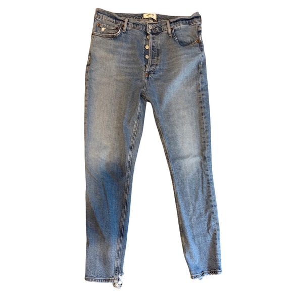 Agolde Denim - AGOLDE Nico High Rise Slim Jeans Blue Medium Wash Button Fly Size 30 Distressed